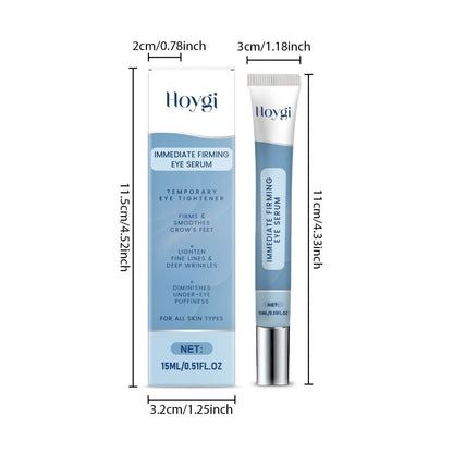 HOYGI temporary eye tightener 15ml tube and box with height and width measurements