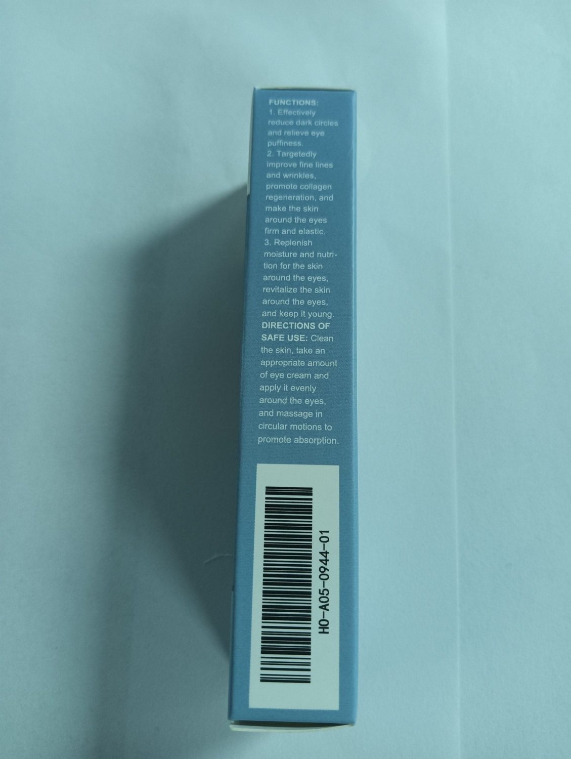 HOYGI temporary eye tightener 15ml packaging showing product functions and directions for use