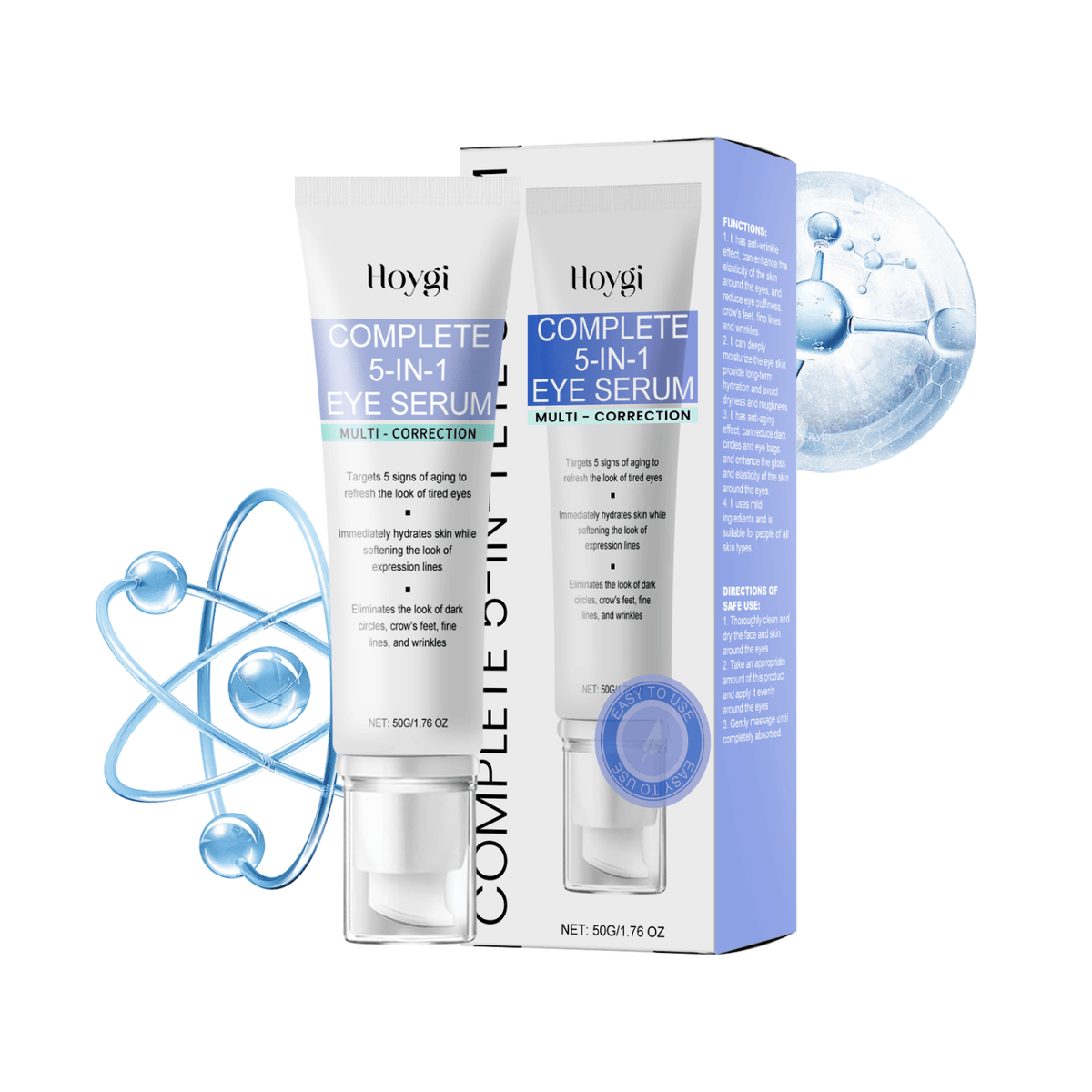 Hoygi Complete 5-in-1 Eye Serum tube and box on a white background