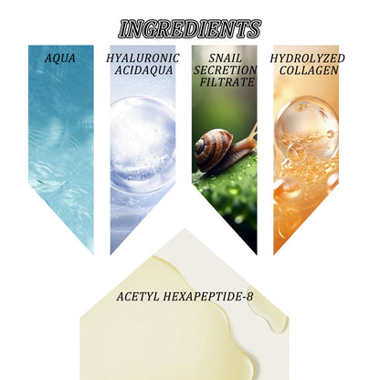 HOYGI Snail Peptide Eye Cream ingredient highlights including snail secretion filtrate and acetyl hexapeptide-8