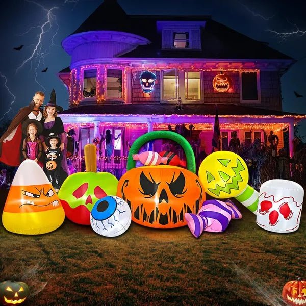 10 FT Halloween inflatable pumpkin and ghost with LED lights