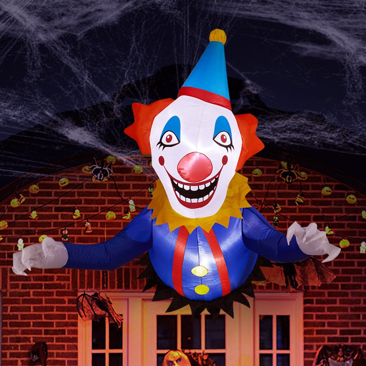 Halloween inflatable clown with built-in LED lights