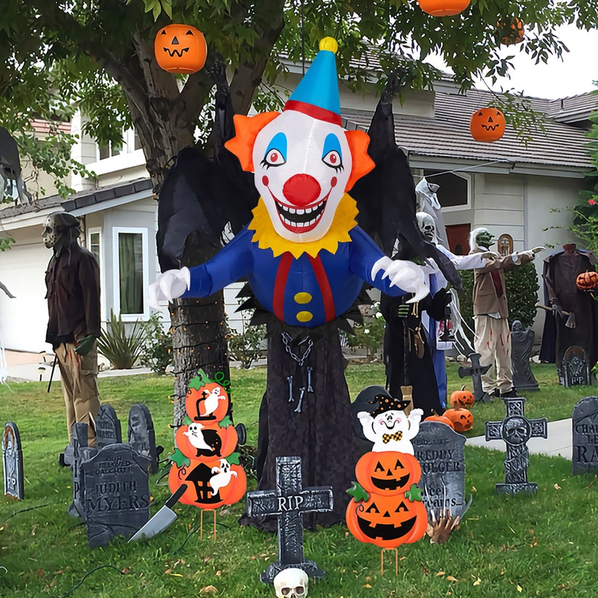 3.3 FT Halloween inflatable clown with LED lights
