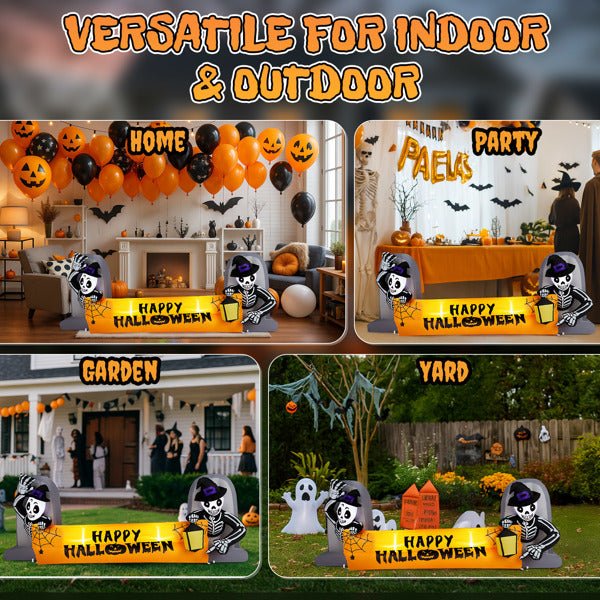 Halloween yard decorations skeleton inflatable banner