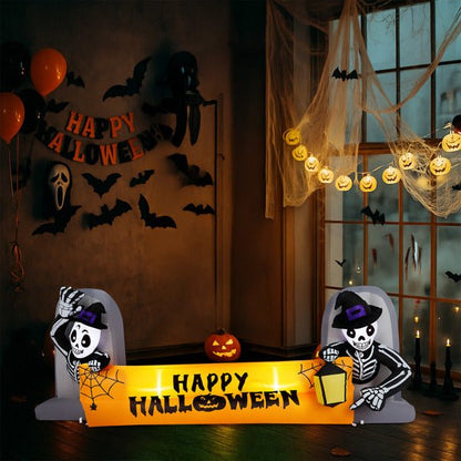 Halloween yard decorations skeleton inflatable banner