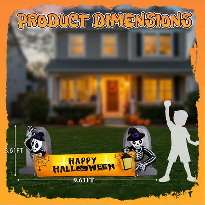 9.6 FT inflatable Halloween skeleton tombstone decoration