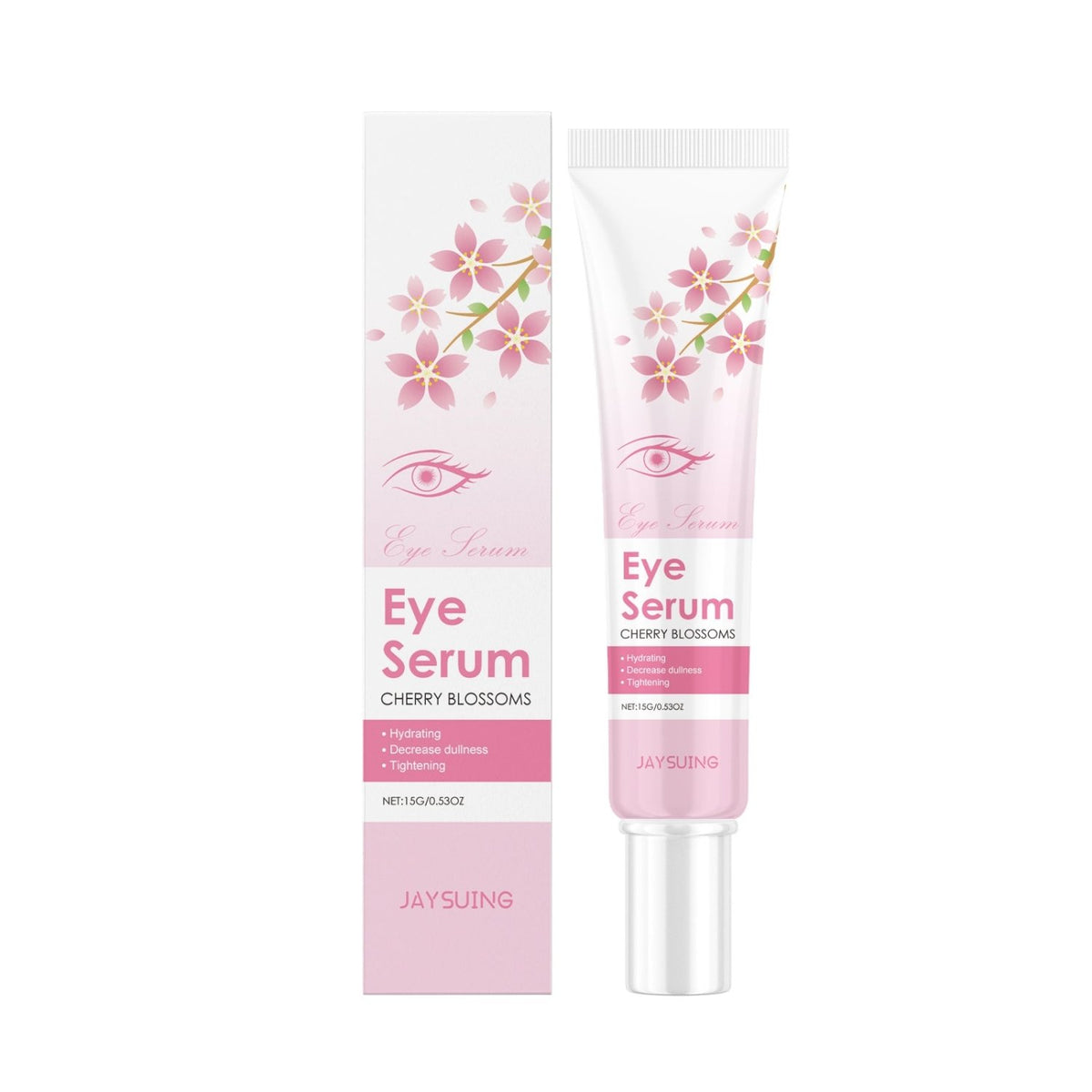 Jaysuing Cherry Blossoms Eye Serum 15g tube and box on a white background