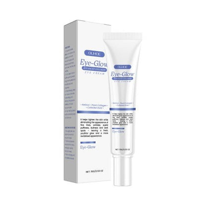 OUHOE Eye-Glow advanced collagen eye cream tube and box on a light background