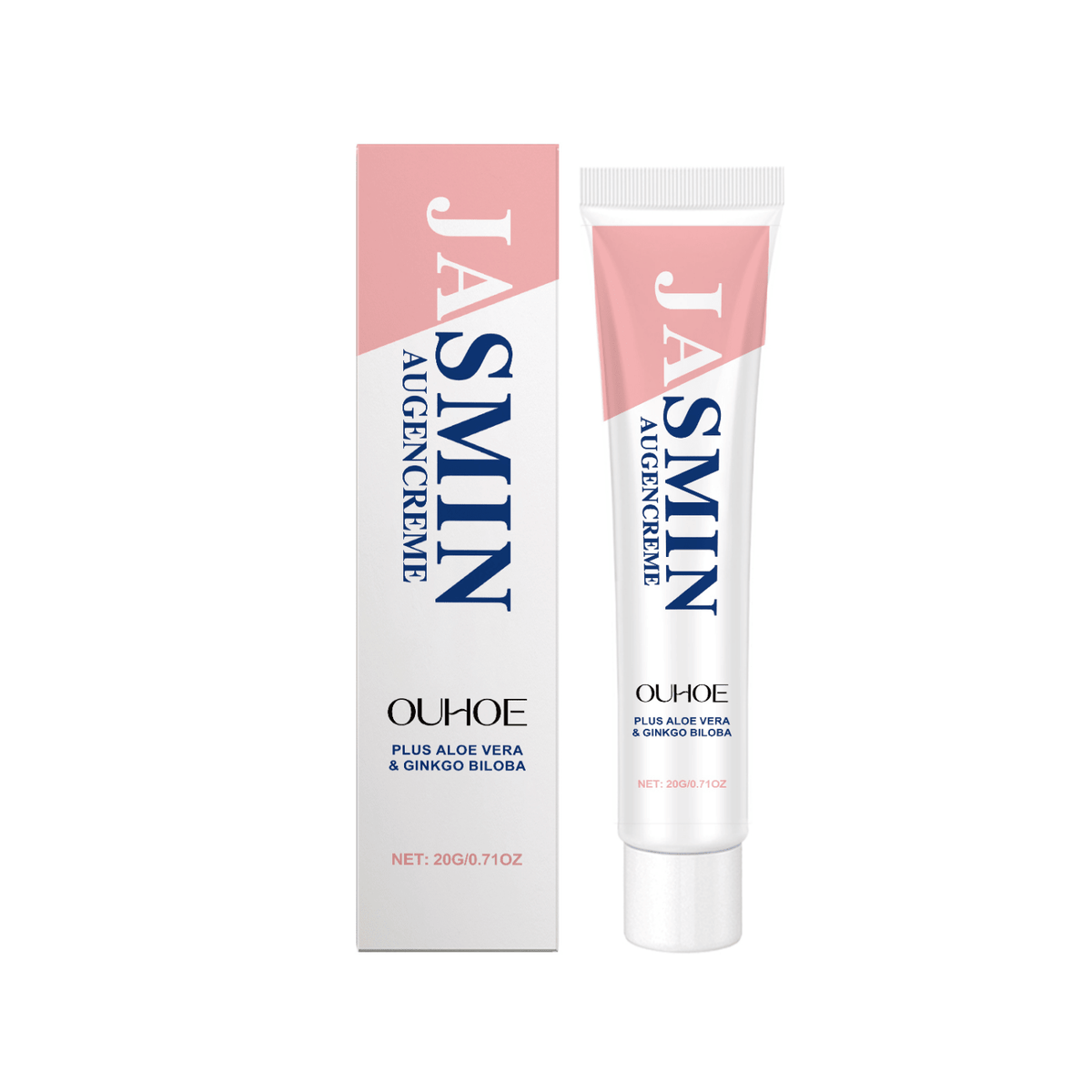 OUHOE Jasmine Eye Cream 20g tube and box product image on a white background