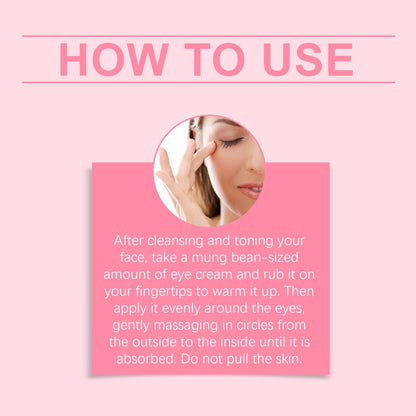 OUHOE Jasmine Eye Cream application instructions showing gentle massage around the eye area