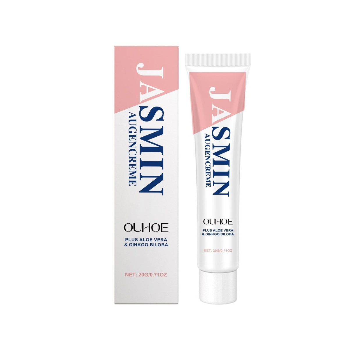 OUHOE Jasmine Eye Cream 20g tube and box product image on a white background