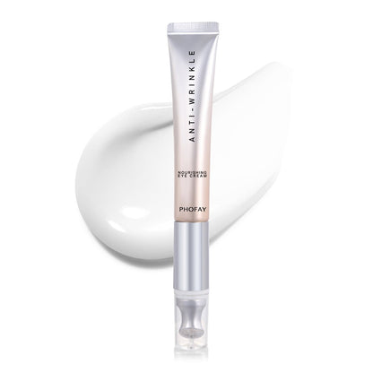 PHOFAY anti-wrinkle eye cream tube shown beside its vibrating applicator attachment