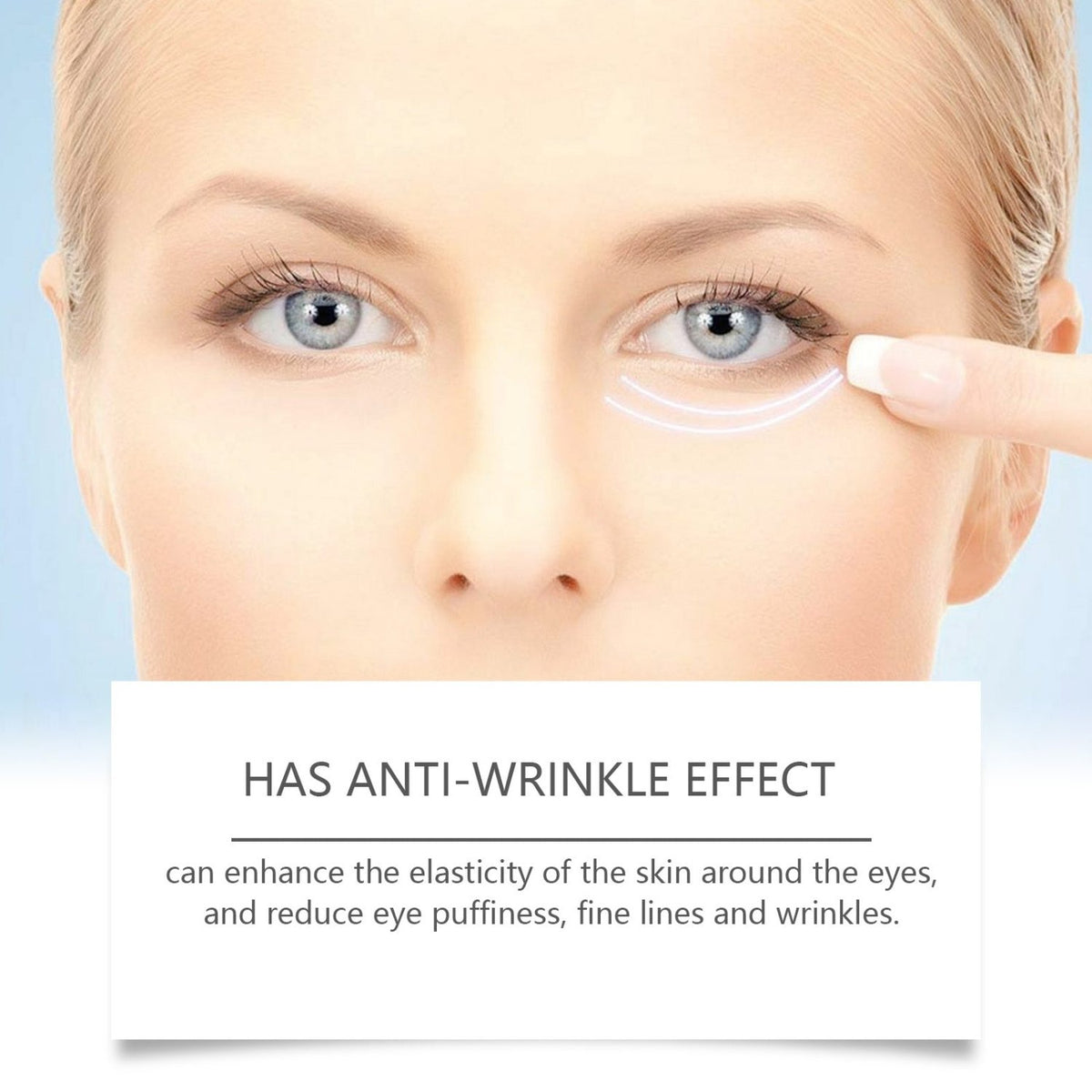 Woman demonstrating under-eye skincare application for the West Month eye serum