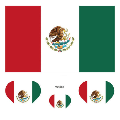 Flag temporary tattoos worn on face and arms