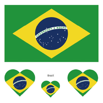 Flag temporary tattoos worn on face and arms
