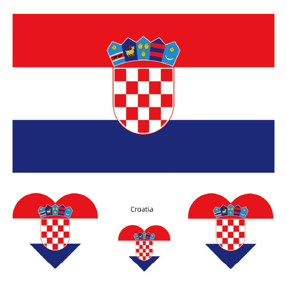 Flag temporary tattoos worn on face and arms